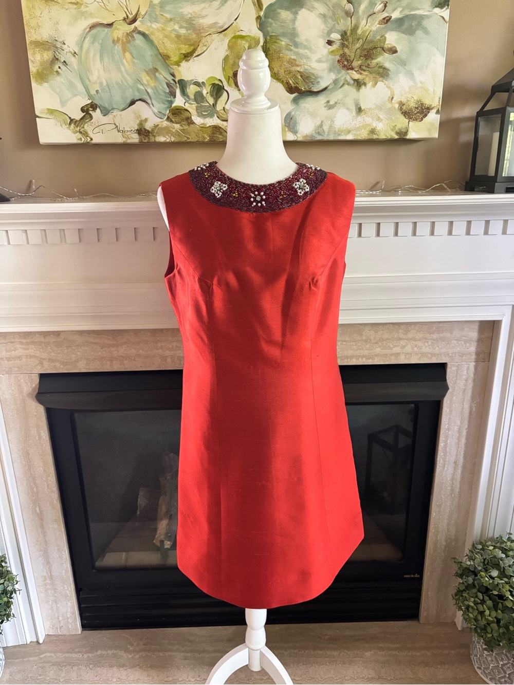 Vintage 60’s *Diane Imports* Custom Made Silk/Wool Beaded Dress - Size 14